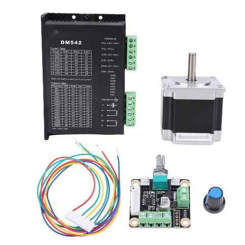Heavy Duty Closed Loop Stepper Motor Kit Featuring Rugged Alloy Steel Construction And Silent Runner For Zero Skip Control On CNC Engraving And 3D Printing Shop Projects with driver and wiring.