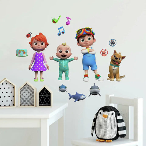 Cocomelon Peel And Stick Wall Decals Set 48 Multicolor Stickers Kid Friendly And Fun Easy To Apply Removable And Repositionable