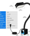 Insane Bright 20W Magnetic Work Light Packing 2000 Lumens, 20 Inch Flexible Gooseneck with magnet base for versatile positioning.