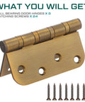 Heavy Duty 4X4 Ball Bearing Exterior Door Hinges 3 Pack Smooth Swinging Premium Hardware Kit with matching screws