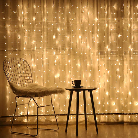Pink Curtain Lights Eight Modes With Memory Function For Window Decor Six Point Six Feet By Six Point Six Feet Led Fairy String Lights setup