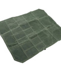 Outdoor Knife Roll Bag Made From Waxed Canvas With Tough As Nails Padded Slots A Portable Knife Pouch For Chef Knives Perfect For Camping Picnics Barbecues And Kitchen Prep On The Go OD Green laid flat showing slots