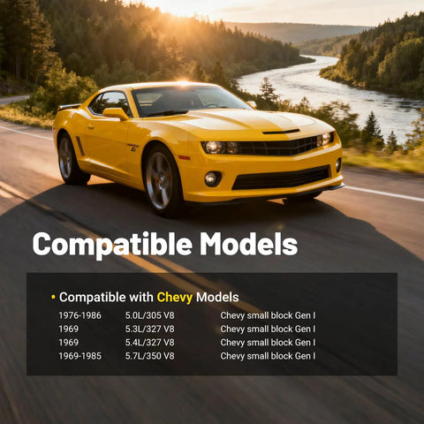 Yellow Chevy model compatible with Aluminum SBC Alternator And Power Steering Pump Drive Bracket Kit For Small Block V8