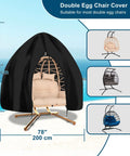 Heavy Duty Black Outdoor Egg Chair Cover 90x78 Inches With Full Zipper Dustproof And Tear Resistant Protection For Hanging Egg Chairs