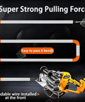 Image of Badass Cordless Wall Threading Wire Machine With Hassle Free Variable Speed And Automatic String Puller For Heavy Duty Cable Drawing Communication Lines Rock Solid Build Includes Dual Batteries showing a strong pulling force setup.