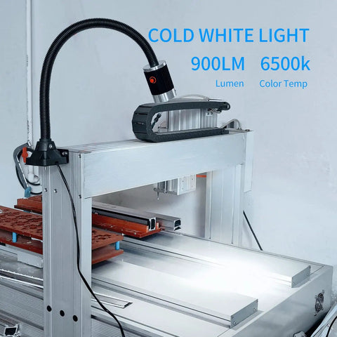 Hardworking 900 Lumens LED Shop Light With IP65 Waterproof Rating, flexible 20 inch gooseneck on a metal workshop machine