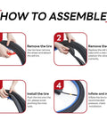 Four-step guide to install Heavy Duty 26 Inch Bike Inner Tube 26x2.10 To 2.40 Schrader Valve AV32mm Replacement Tube.