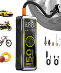 Portable Tire Inflator With 16000mAh Battery 150 PSI Air Pump Delivers 35 Liters Per Minute For Cars, Motorcycles, Bikes