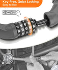 Keyless 5 Digit Bike Lock For Bikes Motorcycles Scooters And Gates With High Security Combination Dial Colorful Display, gray