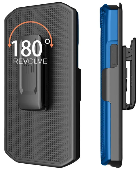 Sweet Kickstand Hard Shell Case And Rotating Belt Holster Bundle For Portable Scanners featuring 180-degree rotating clip and textured surface.