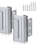 Child Safe Door Reinforcement Lock 2 Pack With 800 Pounds Of Force Heavy Duty Aluminum Inward Door Security Lock 3 Inch Stop With Protective Silicone Strips For Extra Kids Safety Silver with screws