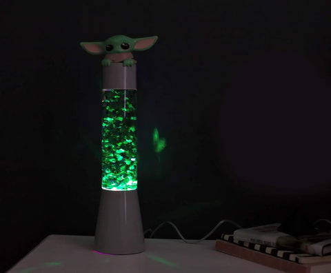 Star Wars Mandalorian The Child 14 Inch 3D Glitter Motion Lamp LED Night Light For Bedroom Decor Dope Glow with green liquid