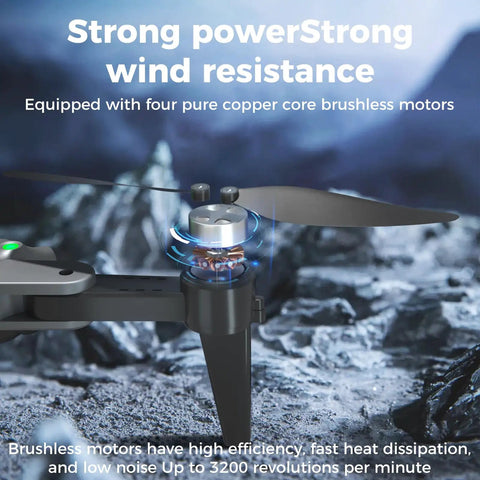 Close-up of Pro Grade 4K Camera GPS Drone with Auto Return showing brushless motor and propeller