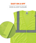Unisex Adult Hella Visible Class 2 Safety Vest Crafted From Comfy Breathable Mesh Fabric With Zero Fuss Hook And Loop Closure Lime Green detailed view showing mesh texture and closure.