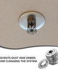 Top Shelf Adjustable Fire Sprinkler Cover Plates 10 Pack Double Layer Escutcheon Ceiling Kit, visible sprinkler head against ceiling.