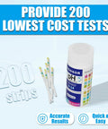PH Test Strips 0-14 Pack Of 200 Litmus Paper Strips for Urine Saliva Water and Food, container with color-coded label