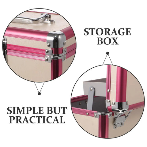 Sweet Aluminum Alloy Pedicure Rig With Layered Lockable Storage For Nail Techs And Makeup Pros to Keep Your Kit Clean and Secure, showing storage box details.