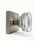 Crystal Glass Door Knobs With Lock In Satin Nickel For Interior Doors Privacy Knob For Bathroom And Bedroom, side view