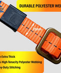 Adjustable Tree Climbing Lanyard With Quick Slide Toggle Built Tough As Nails 3mm Polyester Webbing showing durable stitching and metal buckle.