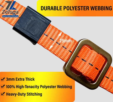 Adjustable Tree Climbing Lanyard With Quick Slide Toggle Built Tough As Nails 3mm Polyester Webbing showing durable stitching and metal buckle.