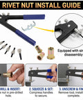 Rivet nut install guide for 430 Piece SAE Rivet Nut Tool Kit With Imperial Rivnut Set In Sizes 6 32 8 32 10 24 1 4 20 5 16 18