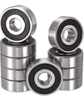 Front view of HiPicco 1614-2RS deep groove ball bearings with rubber seals; 3/8" bore, 1-1/8" OD; 10pcs
