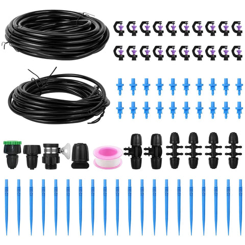 Automatic Lawn Sprinkler System With 32.8Ft 8 to 12 Tubing And 16.4Ft 4 to 7 Tubing Kit G Type fittings