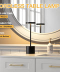 Cordless Table Lamp Set of 2 with 4000mAh Rechargeable Battery placed on bathroom counter