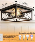 Industrial Two Light Retro Flush Mount Ceiling Light Fixture For Entryway Hallway Foyer And Cozy Living Spaces Square Rustic