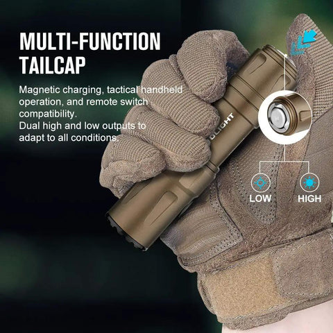 Odin Mini Ultra Compact Tactical Flashlight For Hunting And Outdoors Legit 1250 Lumens held in glove