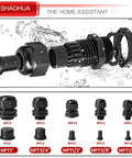 IP68 Waterproof Cable Gland Kit With 40 Pieces And Five NPT Sizes One Quarter Inch Three Eighths Inch One Half Inch Three Quarters Inch One Inch Plus Nineteen Top Hat Rubber Grommets For Cable Glands Strain Relief Nylon Cord Connector, showing various gland sizes
