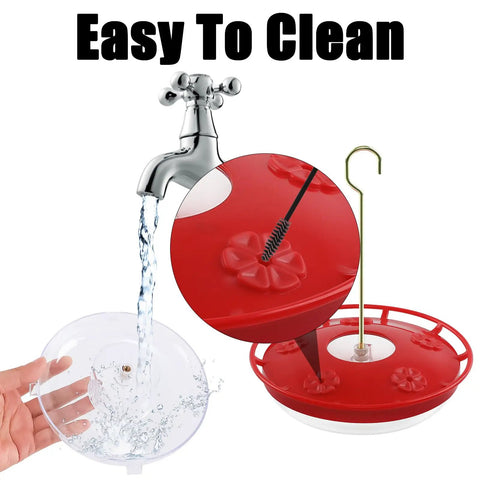 Two Pack 16oz Leak Proof Dish Style Hummingbird Nectar Feeder With Built In Ant Moat Five Feeding Ports Wide Mouth For Easy Clean