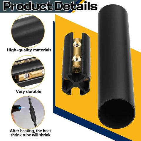 Image showing a heat shrink tube and connector from Underground Wire Splice Kit Two Pack For Direct Burial UF Cable 600 Volt Rated In Wall Splice Kit With Connectors And Heat Shrink Tubes Works With 14 3 To 8 3 AWG Pro Grade Must Have.