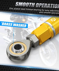 Gold Gear Shift Linkage Assembly For Harley Street Bob FXBBS 114 2021 2024 And Low Rider S FXLRS 114 2020 2024 Replacement For 33600125 close-up with brass washer and zinc plated ball socket
