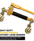 Beefy Heavy Duty Folding Handle Load Binder Set Five Sixteenths To Three Eighths Inch Ratchet Chain Binders With Grab Hooks