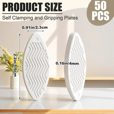 50 White PVC Biscuit Joiner Connectors Kit With Self Clamping Plates for DIY Woodworking and Decks showing dimensions