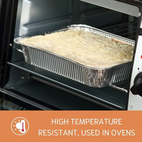 35 Pack 8x8 Aluminum Pans With Clear Lids Square Foil Pans in oven, high temperature resistant, reinforced rib walls