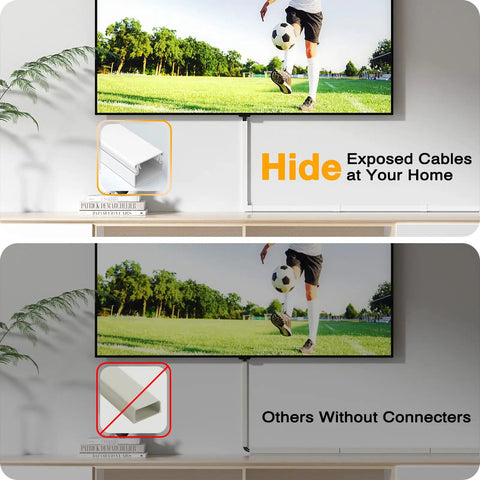 Premium Wall Cord Hider Kit with 157 Inch Cable Raceway for TV Wires installed, concealing cables on a wall.