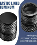 Premium Anodized Alloy Tire Valve Stem Cap, Black, Plastic Inner Liner, Corrosion Resistant, Close-up View