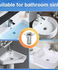 Two-pack pop-up sink drain hair catcher with removable stainless steel basket for bathroom sink drains.