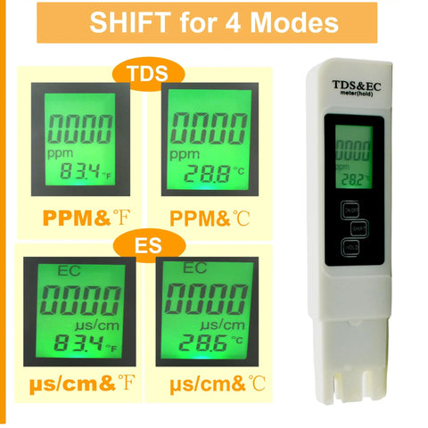 3 In 1 Digital Water Quality Tester TDS EC And Temperature Meter For Drinking Water Pools And Aquariums 0 To 9990 PPM Quick Read