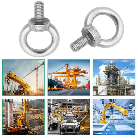 Beefy Heavy Duty Screw Bolt Lifting Eye Bolt Kit M10 Stainless Steel 304 Ring Eye Bolts For Hanging 4 Pack Weatherproof Rust Resistant Outdoor Rigging, two M10 stainless steel eye bolts