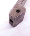 Close-up of Four Piece Vintage Lathe Tool Holder Set Featuring Sick Precision Cutoff And Parting Turning Inserts in carbon steel.