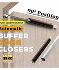 Automatic Door Closer 90 Degree Adjustable Soft Close, 35Kg Load Capacity, shown in door installation