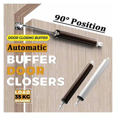 Automatic Door Closer 90 Degree Adjustable Soft Close, 35Kg Load Capacity, shown in door installation
