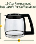 Replacement 14 Cup Glass Carafe For Coffee Maker With Dripless Spout And Knuckle Guard Ergonomic Black Handle 70 Fluid Ounces Fits Most 14 Cup Models Easy To Clean
