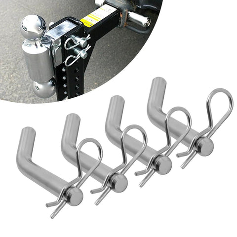 Four Pack Steel Trailer Hitch Pin And Clip With Grooved Head Fits 2 Inch Or 2 And A Half Inch Receivers 5/8 Inch Diameter