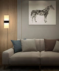 Plug In Wall Light Sconce With Adjustable Color Temperature, 12W Indoor Lamp on wall above sofa with cushions, 3 Color Temperatures Cold White Natural White Warm White, Easy Plug In, Ideal For Living Room Bedroom Hallway, 2 Pack