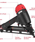 Pro Grade 15 Gauge Angled Finish Nailer With Tool Free Depth Adjustment No Mar Tip And Work Contact Element side view