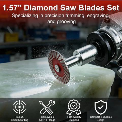 Built Tough 1.57 Inch Diamond Saw Blade Set With Segmented Wavy Edge And Quick Swap Flange for cutting stone with angle grinder.